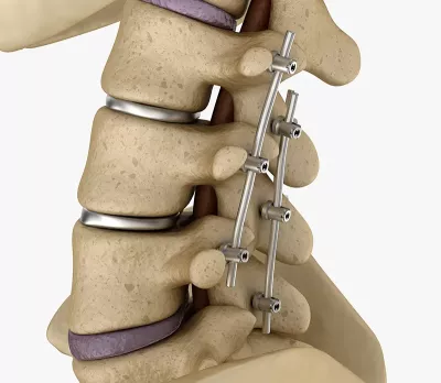 rods placed between several vertebrae in the spine.