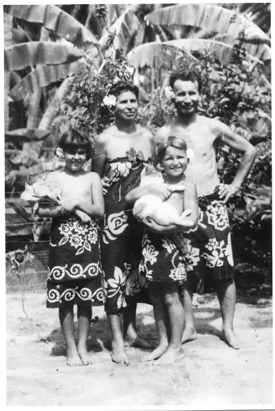 Deborah and Edmond Szekely and their children in Tahiti.