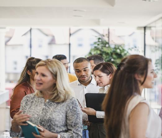 people networking at a tradeshow