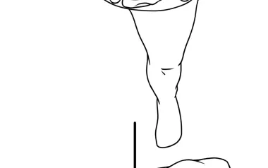 minimalist sketch of a human figure twisting at the hips.