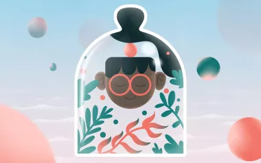 Illustrated person with eyes closed in meditation