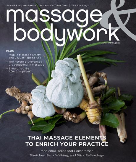 Massage and Bodywork magazine cover March/April 2022