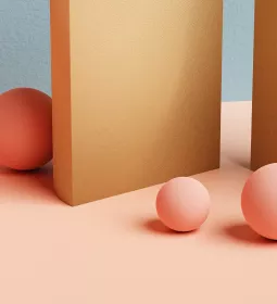 A big ball and a small ball are separated by a wall.